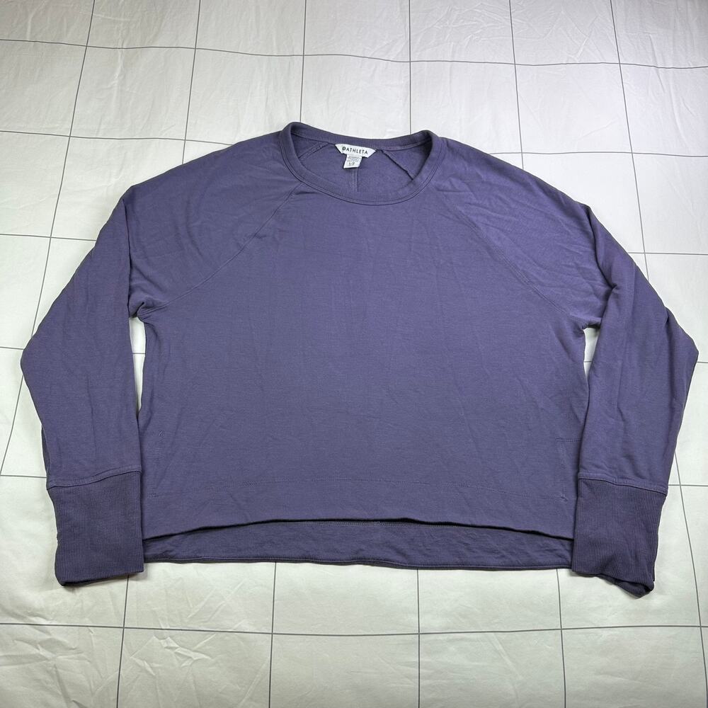 Athleta Sweatshirt Womens Large Petite Purple Coaster Luxe Recover High Hip Yoga
